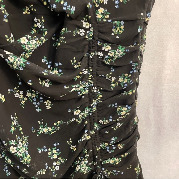 Banana Republic Black Floral Dress Flutter Sleeve V-Neck Cinch Dress - Picture 6 of 16